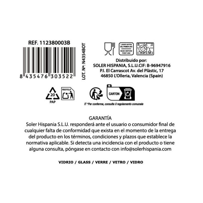 La Mediterranea Vaso 320Ml Tirso Lines Colección Tirso ø8.5x9.45 cm (48 Unidades)