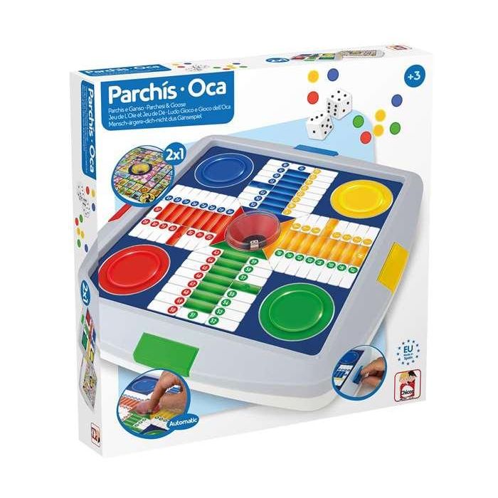Juego parchis y oca automático 4 jugadores 27x27x4 cm Juego parchis y oca automático 4 jugadores 27x27x4 cm