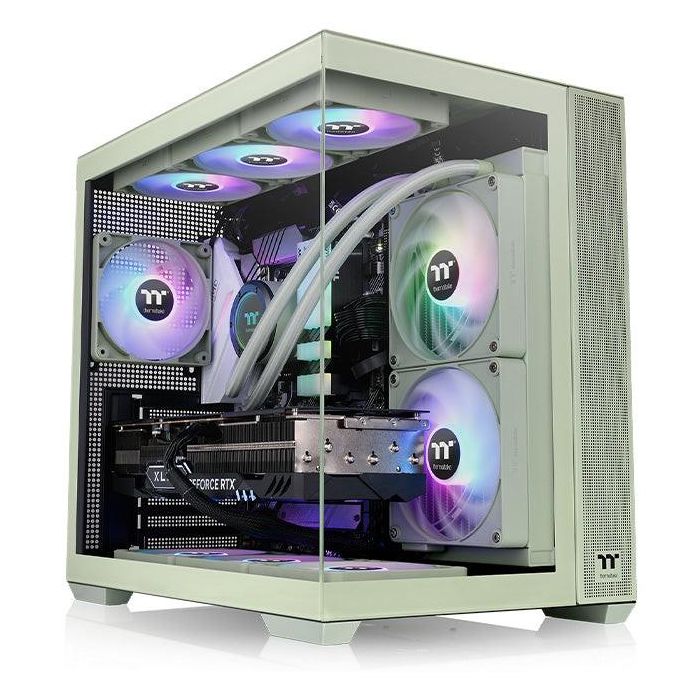 Thermaltake View 380 TG ARGB Matcha Green Midi Tower PC con Iluminación ARGB y Panel de Vidrio Templado 1