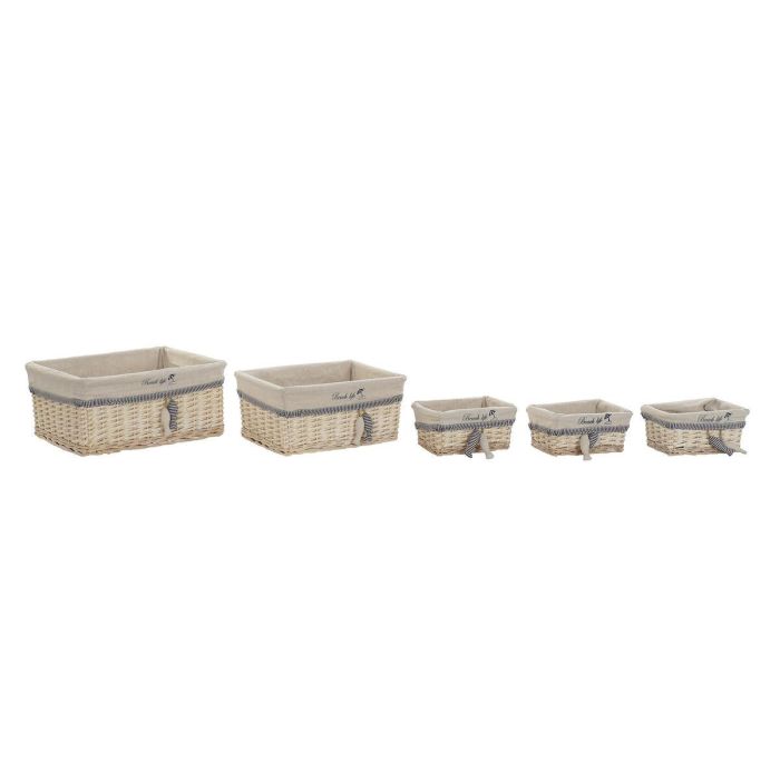 Cesta Mediterraneo DKD Home Decor Beige Azul 38 x 13 x 48 cm Set de 5 1