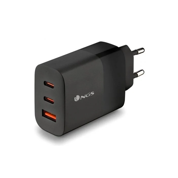 NGS BUD65W Cargador de Pared GaN 65W, 2xUSB Tipo-C, 1xUSB Tipo-A 1