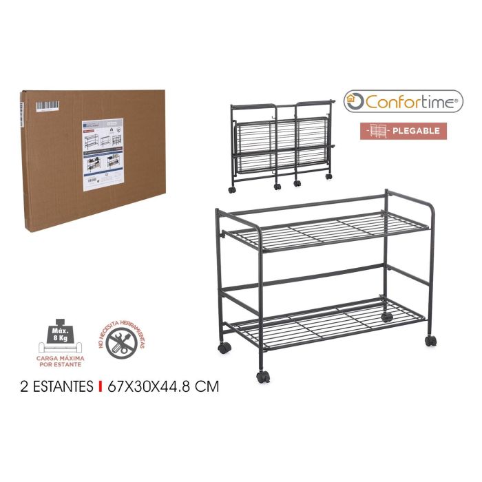 Confortime Estantería Plegable 2 Niveles 67 x 30 x 44.8 cm Confortime Estantería Plegable 2 Niveles 67 x 30 x 44.8 cm