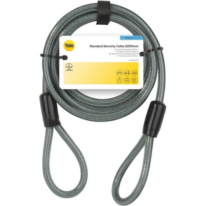 Cable espiral antirrobo YALE con 2 bucles - Para bicicleta, MTB - 220 cm x 12 mm 2