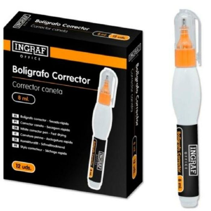 Lápiz Corrector Ingraf 8 ml (12 Unidades) 1 Lápiz Corrector Ingraf 8 ml (12 Unidades) 1