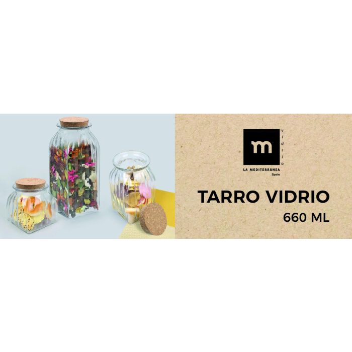 Tarro de vidrio con líneas y tapón de corcho 660 ml - La Mediterranea (24 Unidades) 8 Tarro de vidrio con líneas y tapón de corcho 660 ml - La Mediterranea (24 Unidades) 8
