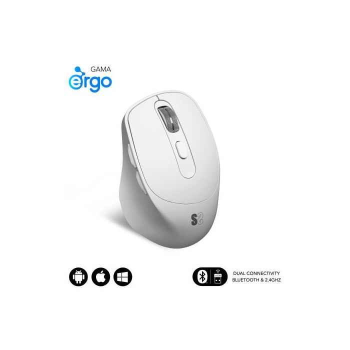 SUBBLIM COMFORT ERGO DUAL MOUSE BATTERY WHITE SUBBLIM COMFORT ERGO DUAL MOUSE BATTERY WHITE