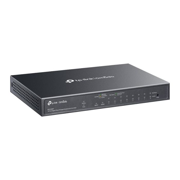 TP-Link ES210GMP Switch Gestionado Gigabit Ethernet 10 Puertos RJ-45, PoE 123W, Color Negro 2