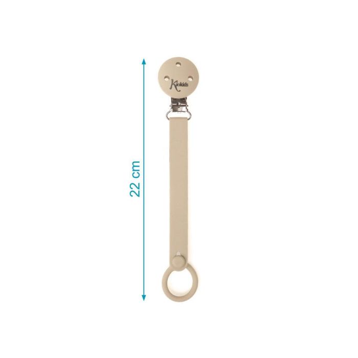 KioKids Sujetachupetes Pinza de Silicona y Acero Inoxidable para Chupetes con Anilla Beige Bebés +0 Meses 3