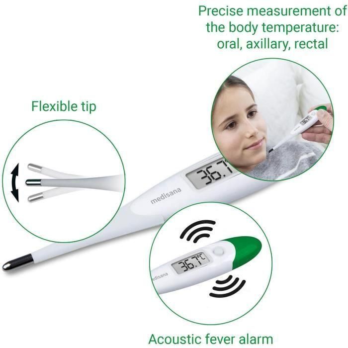 Termómetro flexible TM 700 medisana, digital, Oral, Axilar, Rectal. Alarma sonora, resistente al agua. Dispositivo médico certificado 3 Termómetro flexible TM 700 medisana, digital, Oral, Axilar, Rectal. Alarma sonora, resistente al agua. Dispositivo médico certificado 3