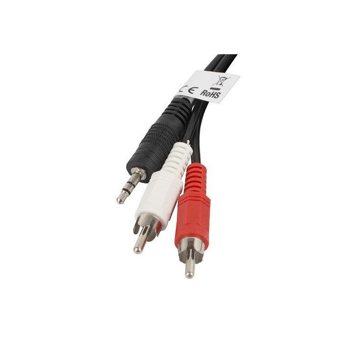 Lanberg Cable Estereo Mini Jack 3.5 mm a RCA (Chinch) 2x, 2 m, Negro