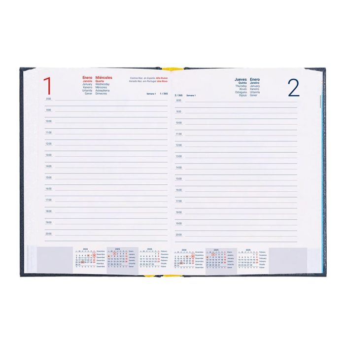 Agenda Encuadernada Liderpapel Corfu A5 2025 Dia Pagina Color Azul Papel 60 gr 8