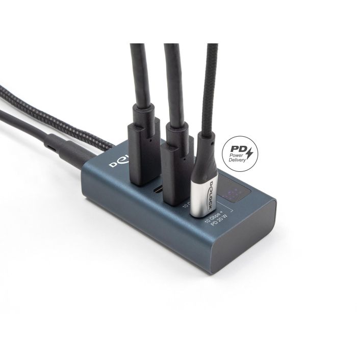 DELOCK USB 10 Gbps Hub mit 4 USB Type-C Ports davon 3 x Datenport + 1 x Daten und PD 20 Watt mit Leistungsanzeige 2