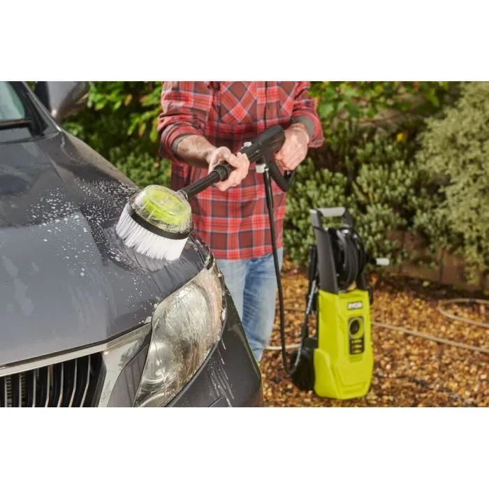 Ryobi RYO4892210195159 Limpiador de Alta Presión 2000 W 150 Bares 450 L con Flexible 8m, Carrete, Tanque 0.9L, Lancas y Pincel Giratorio 3