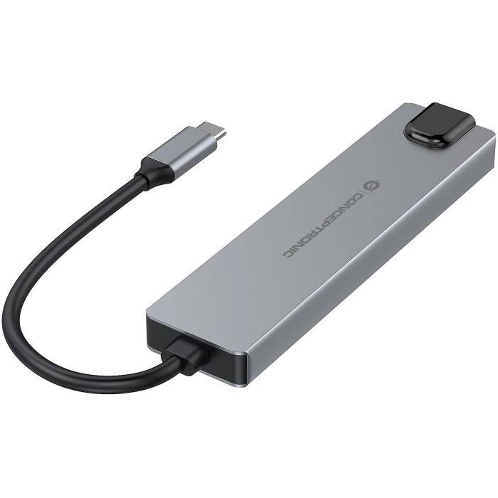 Conceptronic DONN29G Docking Station Gris USB Tipo-C, HDMI 4K@60Hz, USB 3.2 Gen 2, Gigabit Ethernet, USB PD 140W, 10Gbps 1