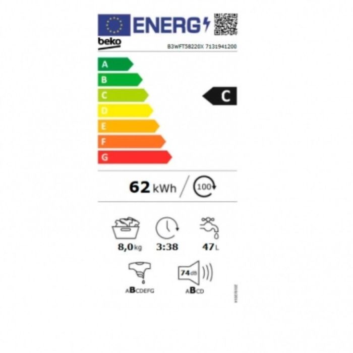 Lavadora BEKO B3WFT58220X 1200 rpm 60 cm 8 kg 1