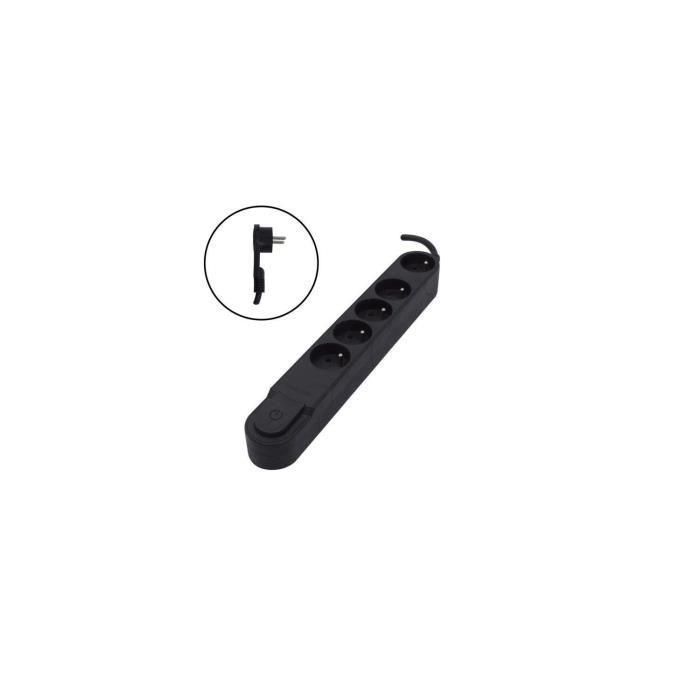 CHACON Regleta 5 tomas de corriente 16 A con interruptor, enchufe plano, cable de 1,5 m HO5VV-F 3x1,5 mm² negro 1 CHACON Regleta 5 tomas de corriente 16 A con interruptor, enchufe plano, cable de 1,5 m HO5VV-F 3x1,5 mm² negro 1