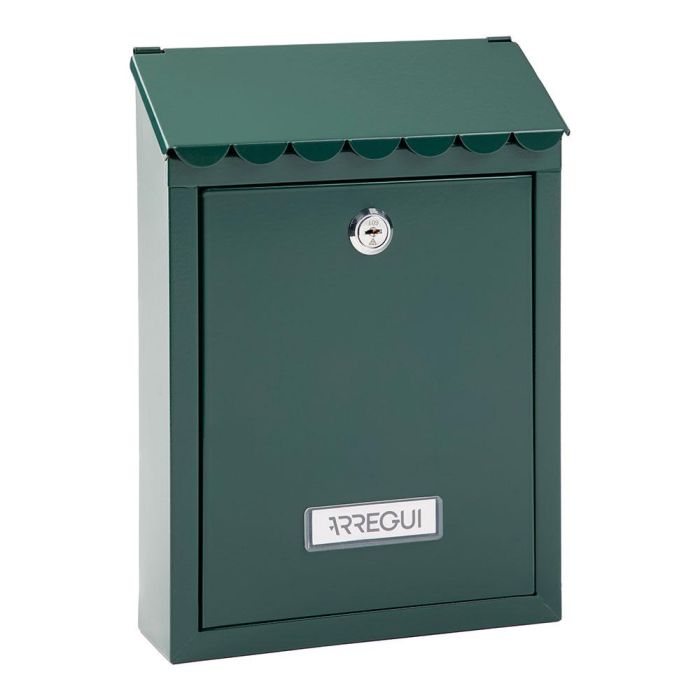 Arregui Buzón Individual Exterior Civic Acero Verde 21,6 x 8 x 30 cm con Tejadillo y 2 Llaves