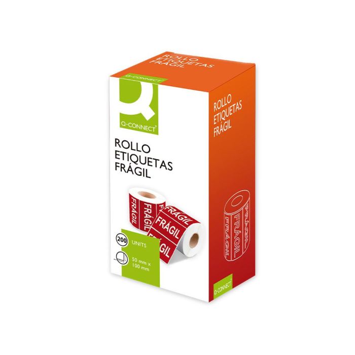 Etiqueta Q-Connect Fragil 50x100 mm Rollo De 200 Unidades 2