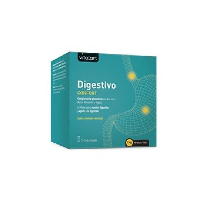 Vitalart Digestivo Confort: Aloe vera, Malva, Manzanilla y Regaliz para el Bienestar Digestivo, 20 sticks