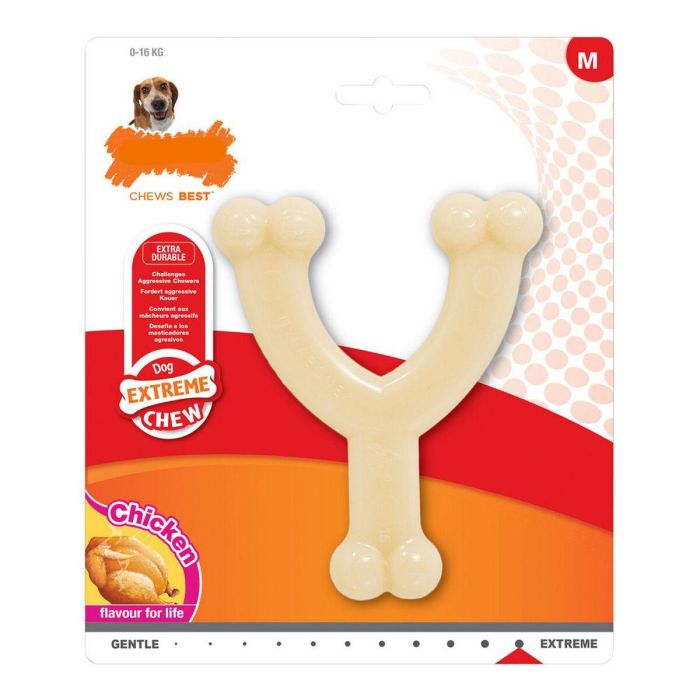 Nylabone Juguete Duradero Extreme Chew Wishbone Talla M Sabor Pollo para Perros