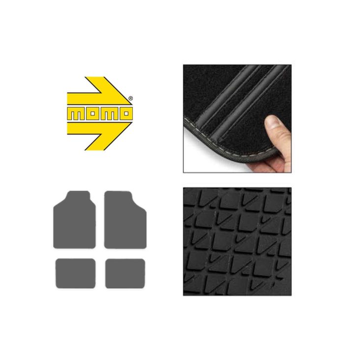 Momo MOMLCM4A8BR Set Completo 4 Piezas Alfombras Universales Negro-Rojo Momo Racing 1