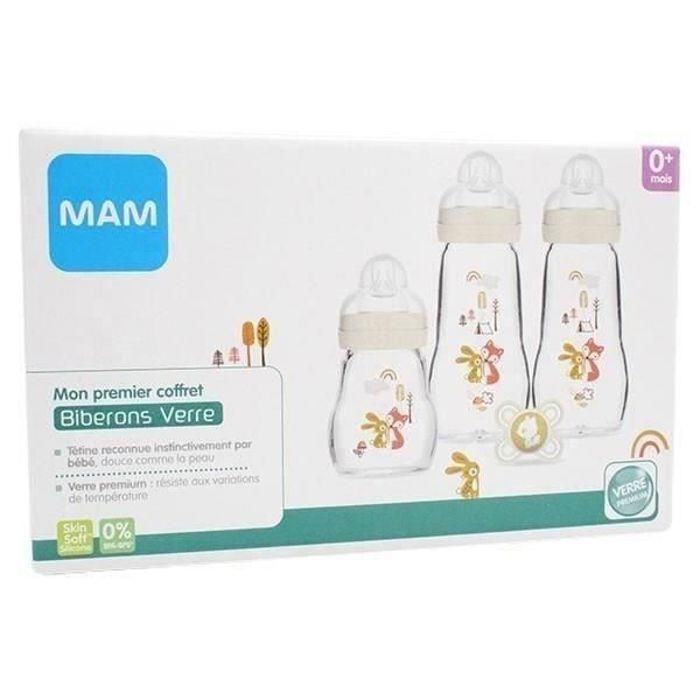 MAM Set de Biberones de Vidrio Kit Completo para Recién Nacido: 1 Biberón 170ml, 2 Biberones 260ml y 1 Piruleta MAM Set de Biberones de Vidrio Kit Completo para Recién Nacido: 1 Biberón 170ml, 2 Biberones 260ml y 1 Piruleta