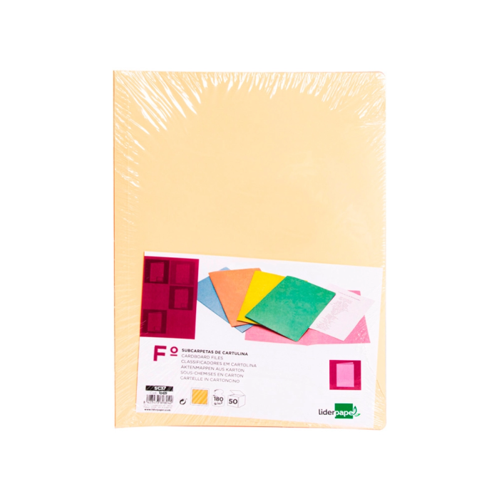 Liderpapel Subcarpeta Folio Naranja Pastel 180g/m2 Cartulina Colores Pastel 1