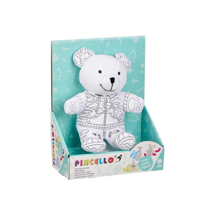 Peluche Oso para Colorear Pincello 17x21x12 cm - Blanco/Negro (8 Unidades) 2 Peluche Oso para Colorear Pincello 17x21x12 cm - Blanco/Negro (8 Unidades) 2