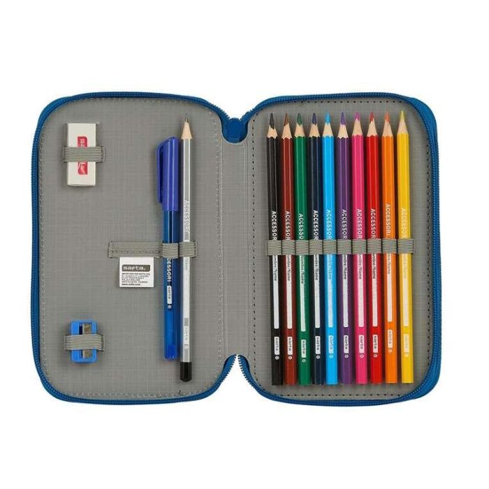 Safta Plumier Doble Pequeño Blackfit8 28 Piezas Azul Oscuro 600D Polyester 10