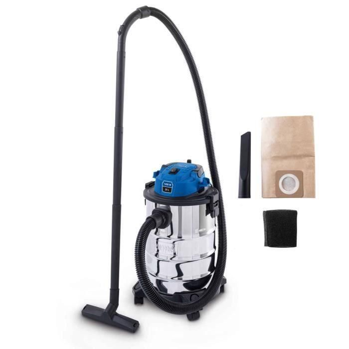 Scheppach SCH4046664256298 Aspiradora en seco y húmedo VC25 - 1200 W - Tanque de acero inoxidable de 25 L