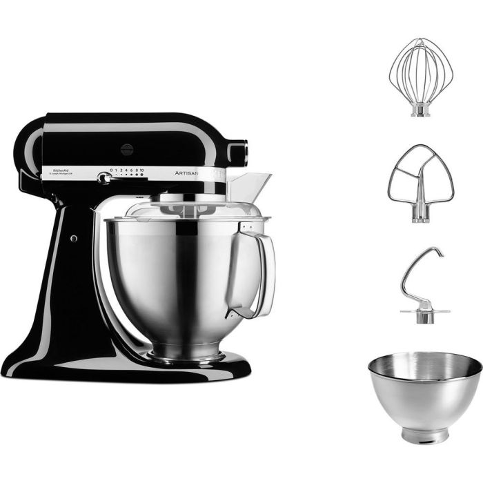 Kitchenaid 5KSM185 PS EOB Robot de Cocina Amasadora Artisan 4.8 L con Cabezal Inclinable Negro Alto Rendimiento 1