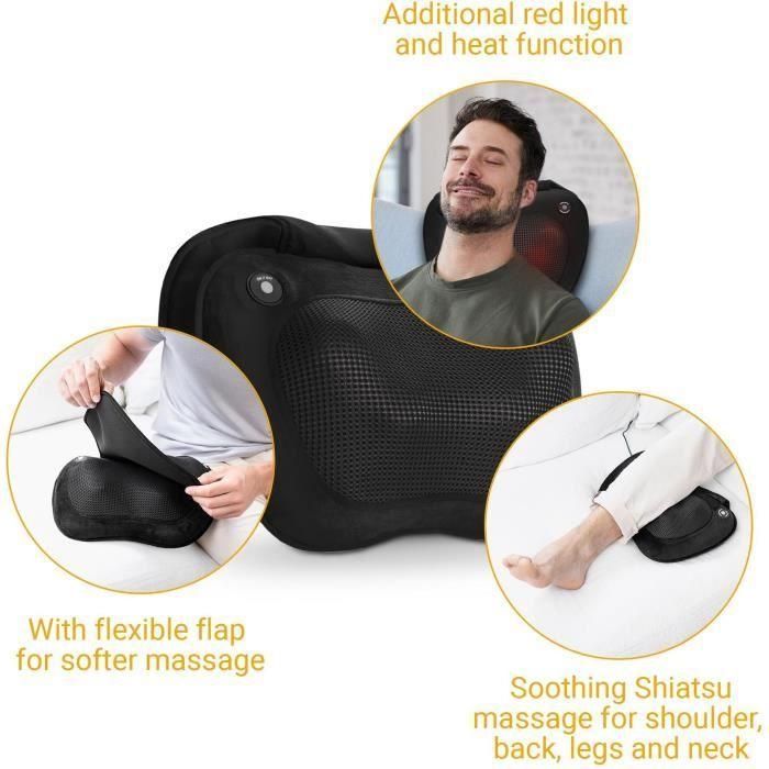 MEDISANA MC 850 - Cojín de masaje Shiatsu para hombros, espalda, piernas y cuello - 2 velocidades - Función calor - Acolchado flexible 4