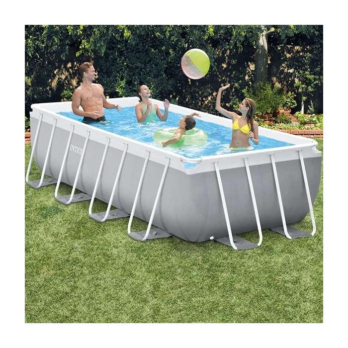 Intex Piscina Rectangular Desmontable Prism Frame 400x200x100cm con Depuradora y Escalera (6836 Litros, +6 años)