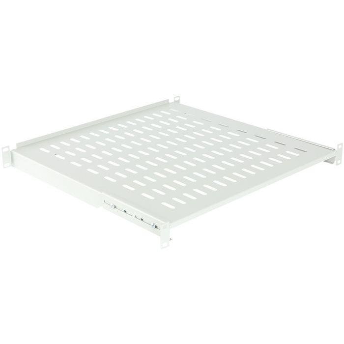 Lanview RAS405WH Bandeja para Rack 1U 19" 4 Puntos de Conexión 450mm Profundidad Ajustable Ventilada 50kg Carga RAL 7035