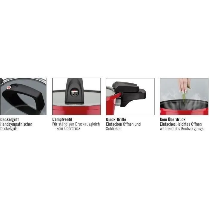 GSW Olla a Presión Baja GSW4005643811101 - 24 cm - 6 L - Aluminio Forjado - Inducción - Roja 1