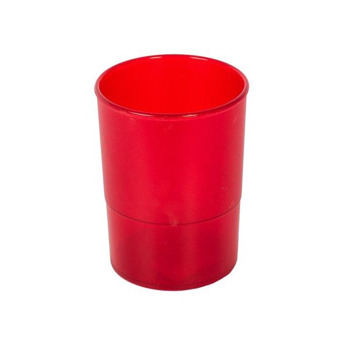 Porta Lapices Plastico Redondo Traslucido Rojo