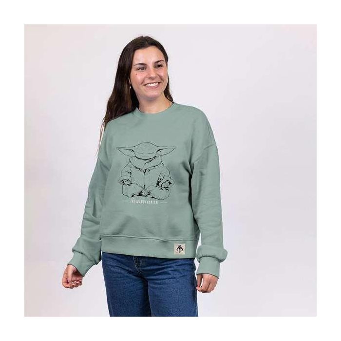 Sudadera sin Capucha Mujer The Mandalorian Verde Verde Claro XS 2 Sudadera sin Capucha Mujer The Mandalorian Verde Verde Claro XS 2