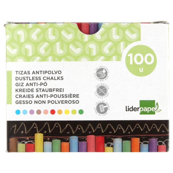 Tiza Color Antipolvo Liderpapel Caja De 100 Unidades Colores Surtidos 2