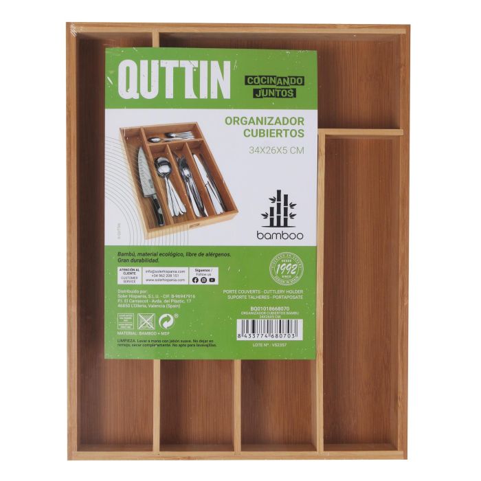 Organizador de Cubiertos de Bambú Quttin 34x26x5 cm (8 Unidades) 1 Organizador de Cubiertos de Bambú Quttin 34x26x5 cm (8 Unidades) 1