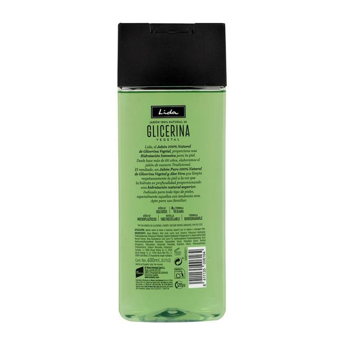 Lida Jabón Líquido Corporal 100% Natural Glicerina y Aloe Vera para Cuidado Diario de la Piel, 600 ml 1