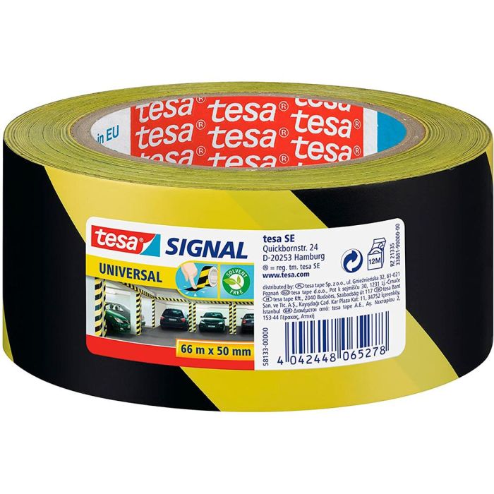 Tesa Cinta De Señalización Temporal Pp Adhesiva 66M X 50 mm Amarillo-Negro 1