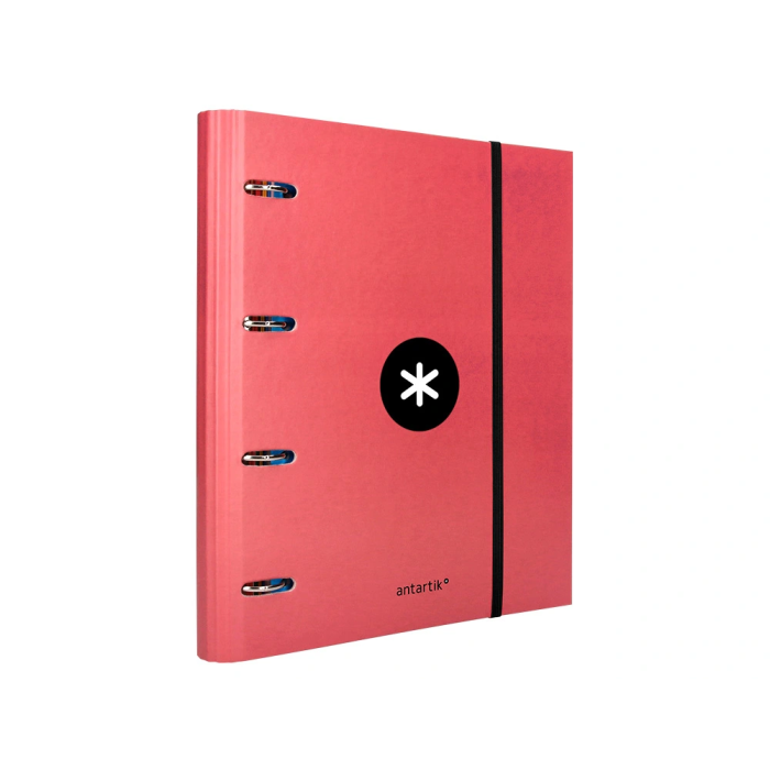 Antartik Carpeta con recambio A4, 4 anillas 40mm, con solapa, forrada, cuadro 5mm, color coral 4