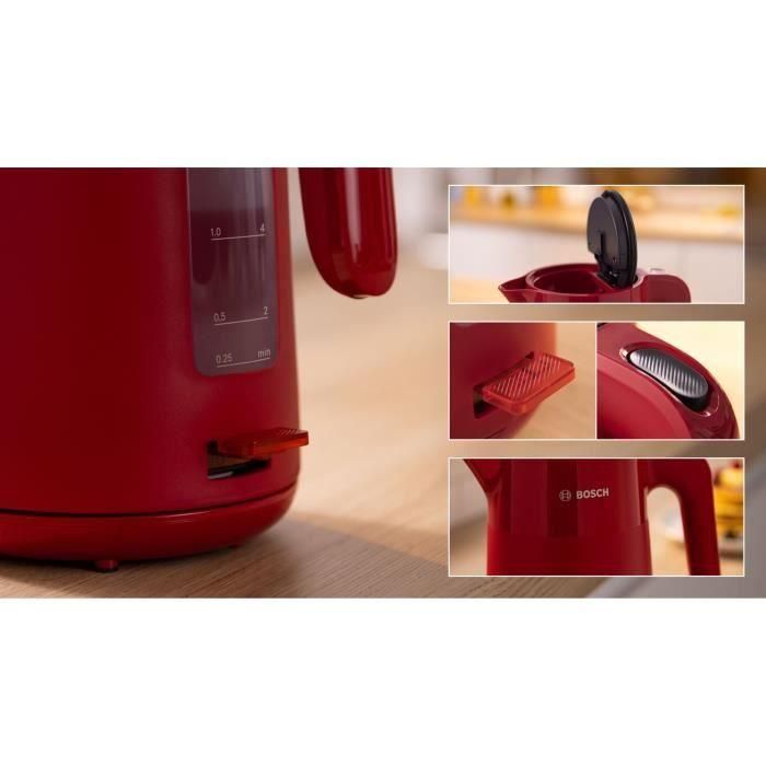 Hervidor - BOSCH - TWK2M164 MyMoment - Rojo mate - indicador de taza - nivel de agua visible en el mango 4