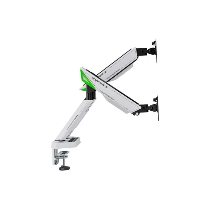 AISENS - SOPORTE DE MESA GAMING CONTRAPESO GIRATORIO E INCLINABLE PARA MONITOR/TV 16KG (3 PIVOTES, 2 BRAZOS) DE 17-38, NEGRO-BLANCO