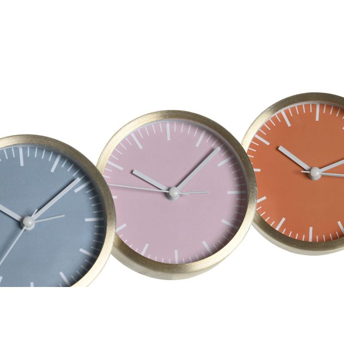 Reloj Despertador Urban DKD Home Decor Azul Rosa 6 x 9.2 x 9.2 cm (6 Unidades) 1