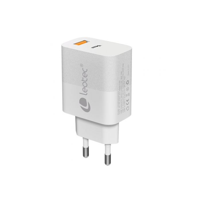 Leotec LECSPH20W2W2 Cargador Pared 20W USB-C PD + USB-A, Carga Rápida, Compacto, Internacional 3 Leotec LECSPH20W2W2 Cargador Pared 20W USB-C PD + USB-A, Carga Rápida, Compacto, Internacional 3