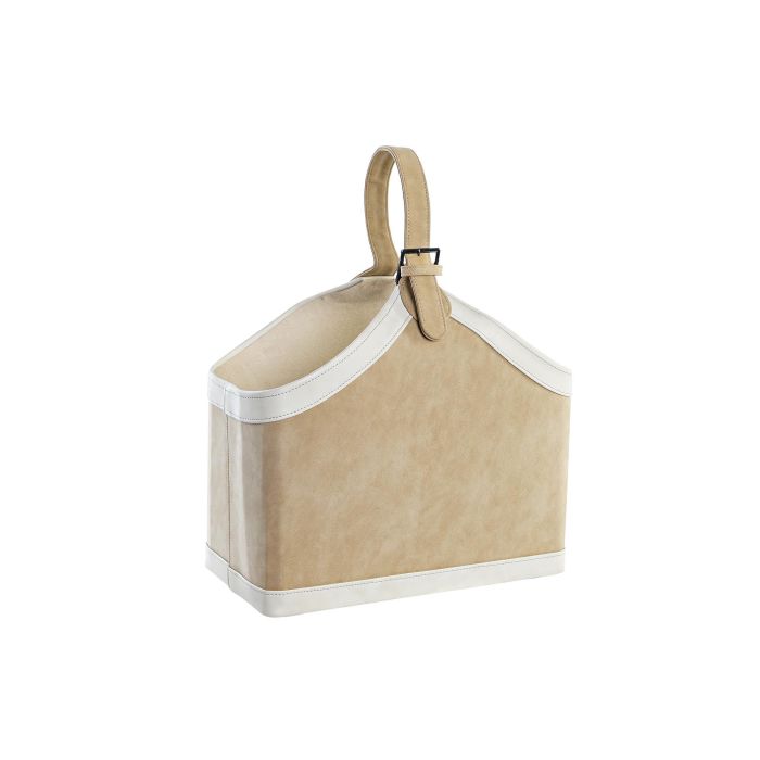DKD Home Decor Revistero Tradicional Piel Sintética Crema Camel. Medidas: 40 cm Ancho, 19 cm Fondo, 50 cm Alto. Colección Soft Autumn