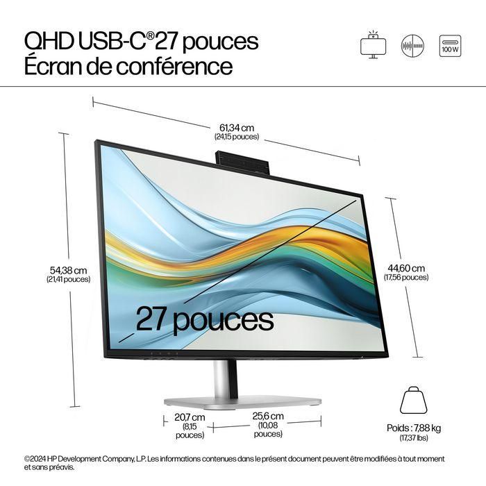 HP 527pm Monitor de Conferencia Series 5 Pro 27 Pulgadas QHD USB-C con IA Avanzada para Reuniones sin Distracciones y Colaboración Óptima Libre de PVC 10