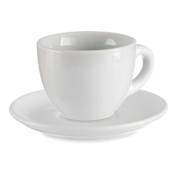 Set 6 Tazas Café Porcelana Blanca con Plato 150ml Vessia - 22x10x38 cm (6 Unidades) 1 Set 6 Tazas Café Porcelana Blanca con Plato 150ml Vessia - 22x10x38 cm (6 Unidades) 1