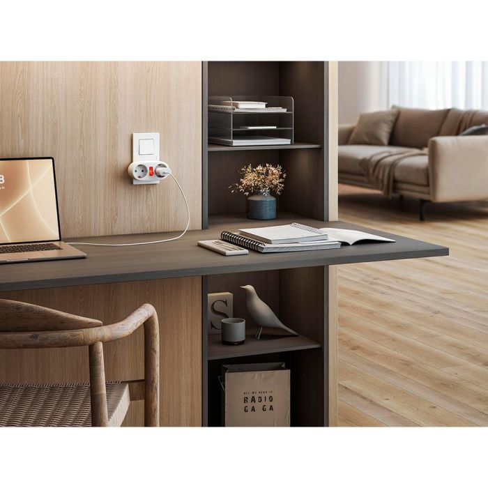 Adaptador 2 tomas schuko frontal con interruptor, 16 a 250 v~, blanco 1 Adaptador 2 tomas schuko frontal con interruptor, 16 a 250 v~, blanco 1